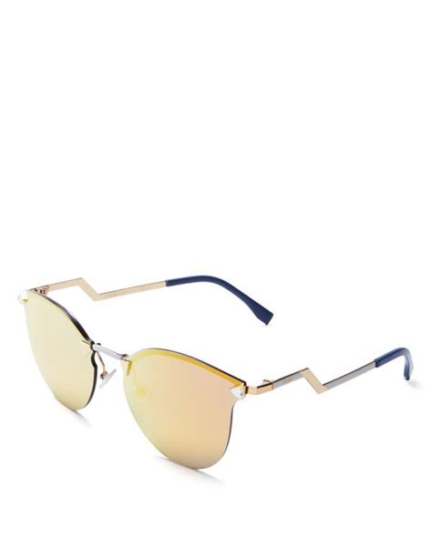 fendi gold mirror rimless cat eye|Women's Fendi Cat.